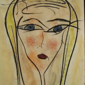 Painting titled "Visage avec de gran…" by Sergentdelire, Original Artwork