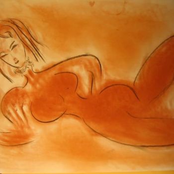 Peinture intitulée "Couchée avec un col…" par Sergentdelire, Œuvre d'art originale, Huile