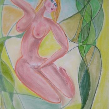 Peinture intitulée "Assise une main dan…" par Sergentdelire, Œuvre d'art originale, Huile