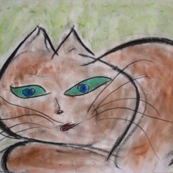 Painting titled "Chat ronronne" by Sergentdelire, Original Artwork