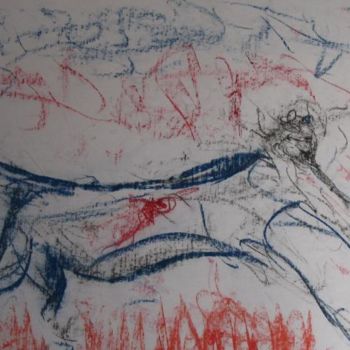 Pintura intitulada "Animal blessé" por Sergentdelire, Obras de arte originais