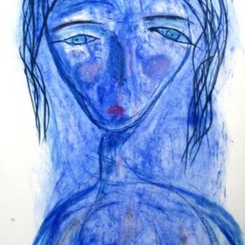 Peinture intitulée "Encore bleue" par Sergentdelire, Œuvre d'art originale, Huile