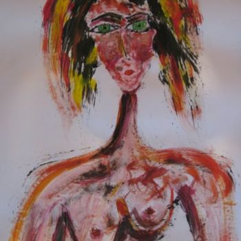 Peinture intitulée "La belle aux yeux v…" par Sergentdelire, Œuvre d'art originale, Huile