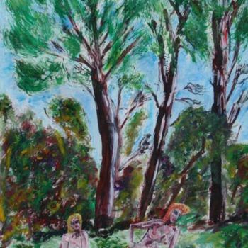Peinture intitulée "Devant des pins" par Sergentdelire, Œuvre d'art originale