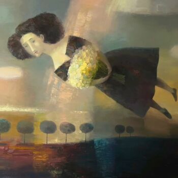 Peinture intitulée "Above the fields" par Sergey Akopov, Œuvre d'art originale, Huile