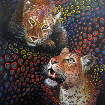Painting titled "A meeting" by Sergey And Vera, Original Artwork, Oil