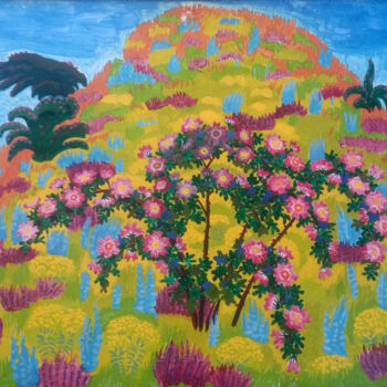 Malerei mit dem Titel "Wild rosehip" von Sergey And Vera, Original-Kunstwerk, Tempera Auf Karton montiert