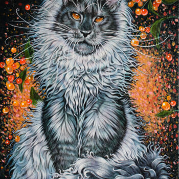 Peinture intitulée "WIZARD CAT" par Sergey And Vera, Œuvre d'art originale, Acrylique Monté sur Châssis en bois