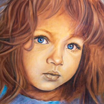 Картина под названием "portrait of a girl" - Sergey Belikov, Подлинное произведение искусства, Масло Установлен на Деревянна…