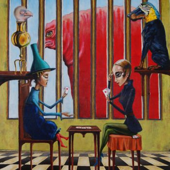 Painting titled "the game" by Sergey Kirillov, Original Artwork, Oil