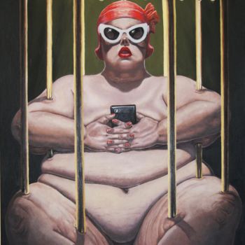 Painting titled "fat lives matter" by Sergey Kirillov, Original Artwork, Oil