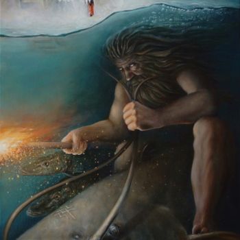 Painting titled "Merman" by Sergey Kolesnikov (Ks), Original Artwork, Oil