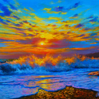 Painting titled "Seascape (ART003500…" by Sergey Kolodyazhniy, Original Artwork, Oil
