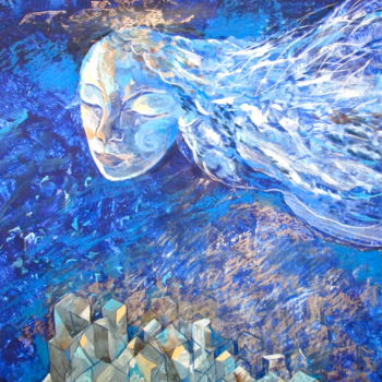 Painting titled "Night Angel" by Sergey Kostin, Original Artwork, Acrylic