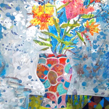 Schilderij getiteld "Bouquet Ornamental" door Sergey Kostin, Origineel Kunstwerk, Acryl