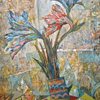 「Lilys」というタイトルの絵画 Sergey Kostinによって, オリジナルのアートワーク, アクリル