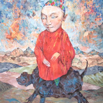 Pittura intitolato "Red Pilgrim" da Sergey Kostin, Opera d'arte originale, Acrilico