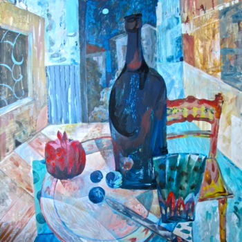 Schilderij getiteld "Nocturne Still Life" door Sergey Kostin, Origineel Kunstwerk, Acryl