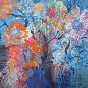 Peinture intitulée "Flowers on the Wind" par Sergey Kostin, Œuvre d'art originale, Acrylique