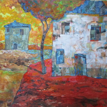 Картина под названием "Red Land" - Sergey Kostin, Подлинное произведение искусства, Акрил
