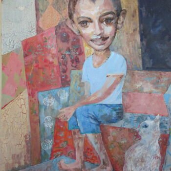 Картина под названием "Gokarna Boy" - Sergey Kostin, Подлинное произведение искусства, Акрил