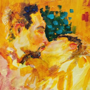 Ζωγραφική με τίτλο "Kiss me, Baby!" από Sergey Krizhanovskiy, Αυθεντικά έργα τέχνης, Λάδι Τοποθετήθηκε στο Χαρτόνι