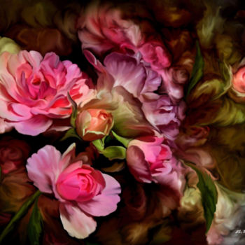 Картина под названием "flowers in baroque" - Sergey Levin, Подлинное произведение искусства, Масло