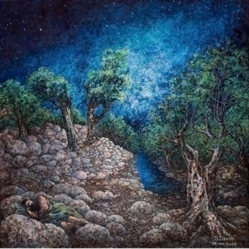 Painting titled "Jacob's Dream" by Sergey Levin, Original Artwork, Oil