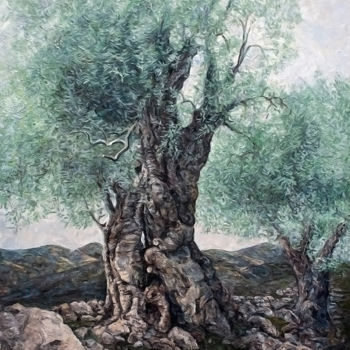 Pintura intitulada "olive" por Sergey Levin, Obras de arte originais, Óleo