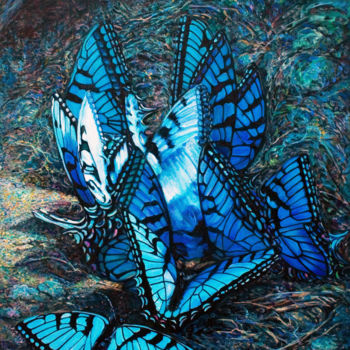 Pintura intitulada "Butterfly Dance2" por Sergey Levin, Obras de arte originais, Óleo