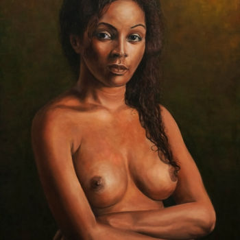Painting titled "black magic woman" by Sergey Levin, Original Artwork, Oil