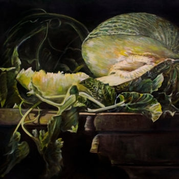 Schilderij getiteld "melon" door Sergey Levin, Origineel Kunstwerk, Olie