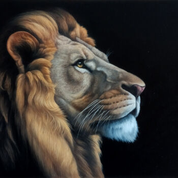 Painting titled "The Noble Gaze" by Sergey Miqayelya, Original Artwork, Oil Mounted on Wood Stretcher frame