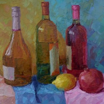 Pintura titulada "Розовое вино." por Sergey Perevozchenko, Obra de arte original, Oleo