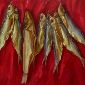 Картина под названием "Рыба." - Sergey Perevozchenko, Подлинное произведение искусства, Масло