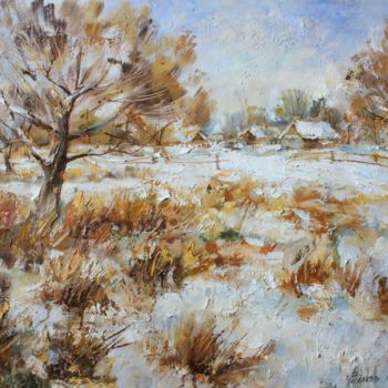 Painting titled "Выпал снег / snow" by Sergey Rysakov, Original Artwork, Oil