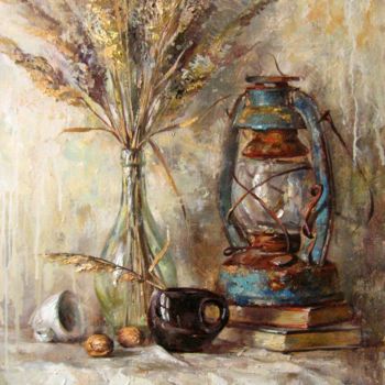 Картина под названием "Натюрморт с орехами…" - Sergey Rysakov, Подлинное произведение искусства, Масло