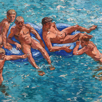 Peinture intitulée "Floating Tire" par Sergey Sovkov, Œuvre d'art originale