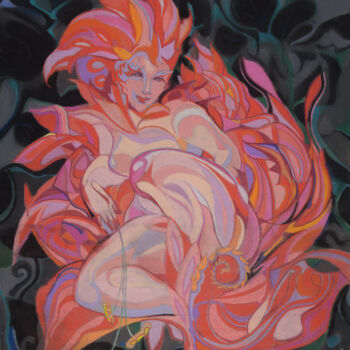 Disegno intitolato "Fire Flower" da Sergey Sovkov, Opera d'arte originale