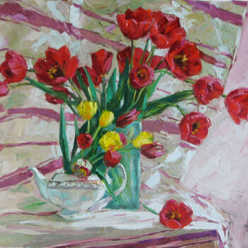 Pittura intitolato "Tulips 2" da Sergey Sovkov, Opera d'arte originale