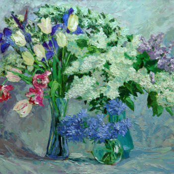 Pittura intitolato "Lilacs, Tulips and…" da Sergey Sovkov, Opera d'arte originale