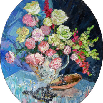Painting titled "Roses and Pearls" by Sergey Sovkov, Original Artwork