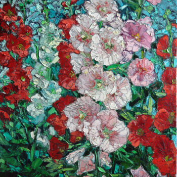 Painting titled "Lilac Mallow" by Sergey Sovkov, Original Artwork, Oil