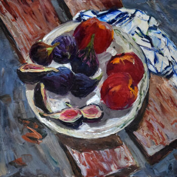 Painting titled "Figs and Peaches" by Sergey Sovkov, Original Artwork