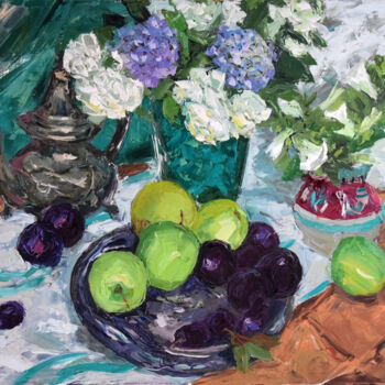 Pittura intitolato "Still Life with a T…" da Sergey Sovkov, Opera d'arte originale