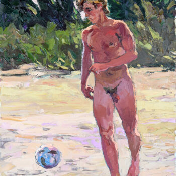 Malerei mit dem Titel "Football Player" von Sergey Sovkov, Original-Kunstwerk