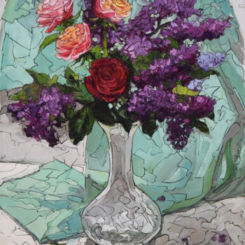 Pintura titulada "Bouquet for Birthday" por Sergey Sovkov, Obra de arte original, Oleo