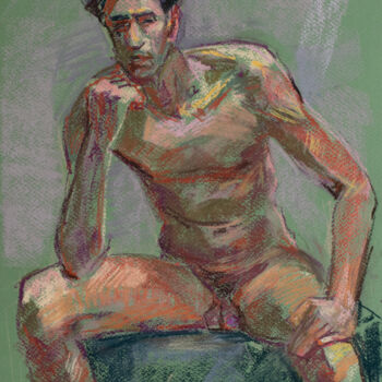 Tekening getiteld "Nude model. Ossi" door Sergey Sovkov, Origineel Kunstwerk, Pastel