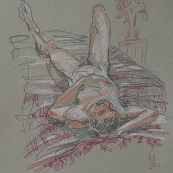 Drawing titled "Reclining sitter" by Sergey Sovkov, Original Artwork, Silverpoint