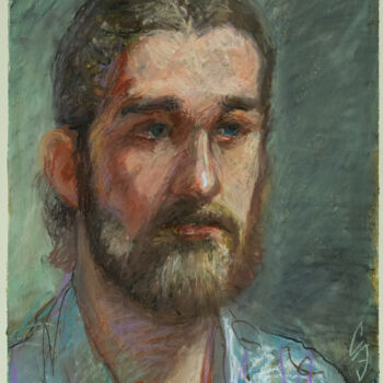 Drawing titled "Portrait of Thomas" by Sergey Sovkov, Original Artwork, Pastel